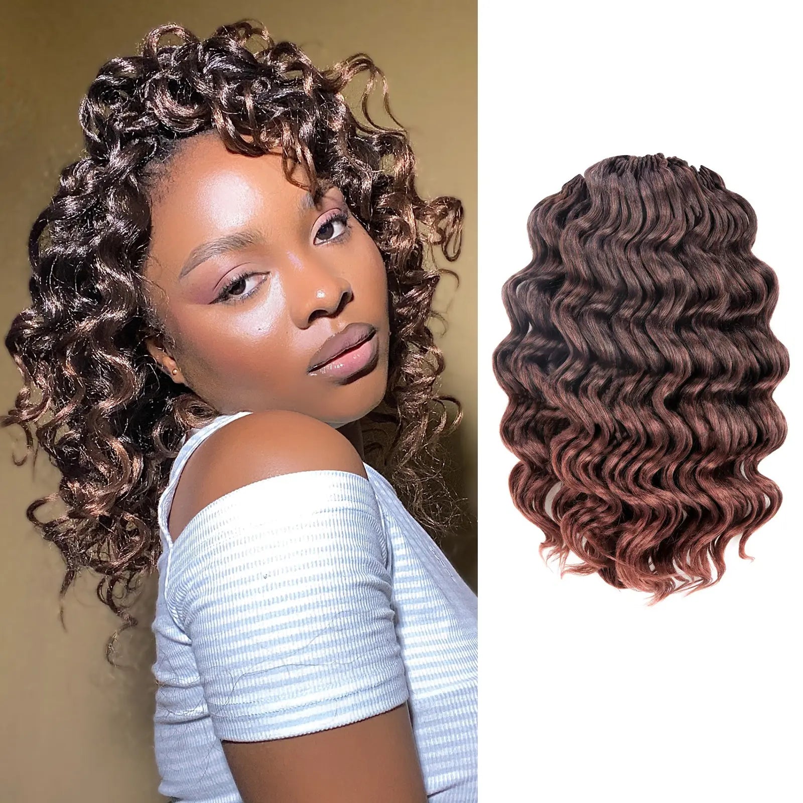 1 Pack OC | Toyotress® Ocean Wave Crochet Hair 9-16 Inch Synthetic Wave Curly Hair Extensions Toyotress